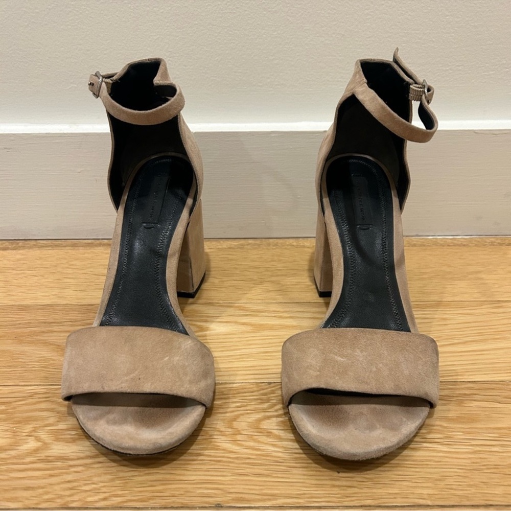 Alexander Wang Tan Abby Suede Ankle Strap Heels